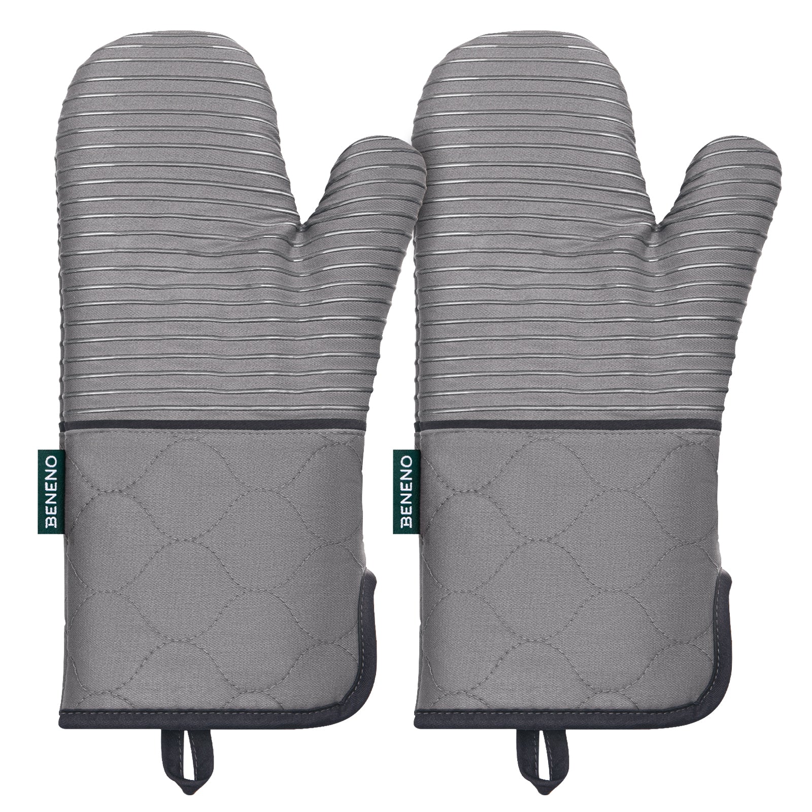 Beneno Cotton Oven Mitts with Silicone Grip – 2pcs