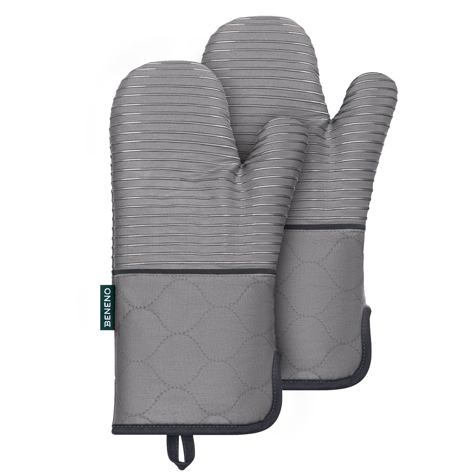 Beneno Cotton Oven Mitts with Silicone Grip – 2pcs