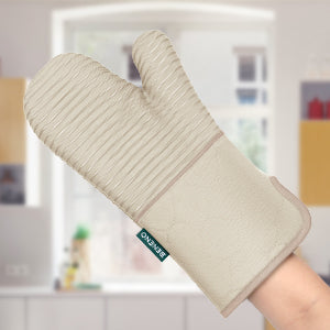 Beneno Cotton Oven Mitts with Silicone Grip – 2pcs