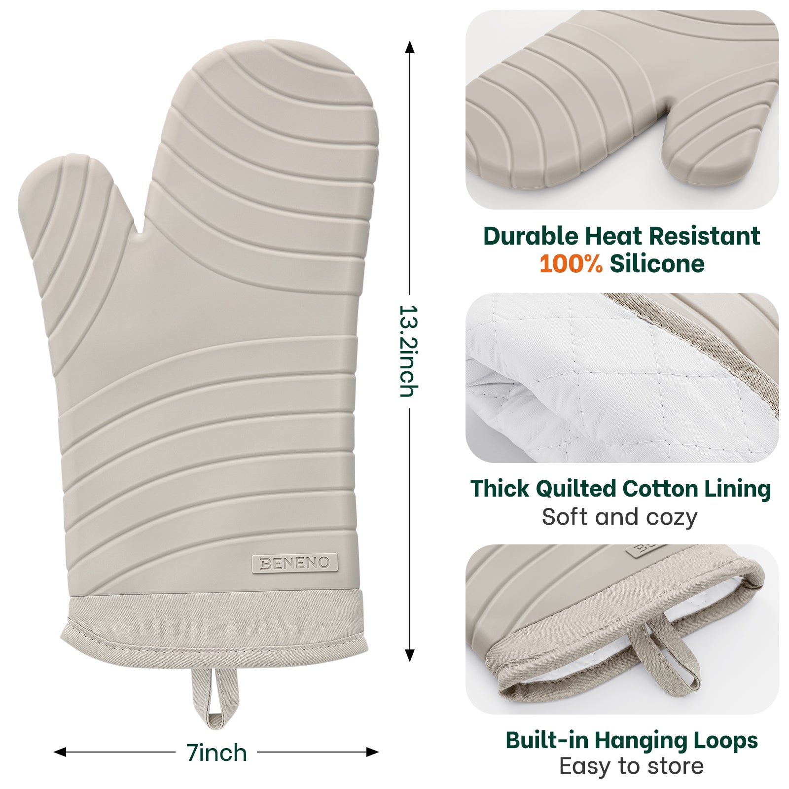 Beneno All-Silicone Arc-Shaped Oven Mitts – 2pcs
