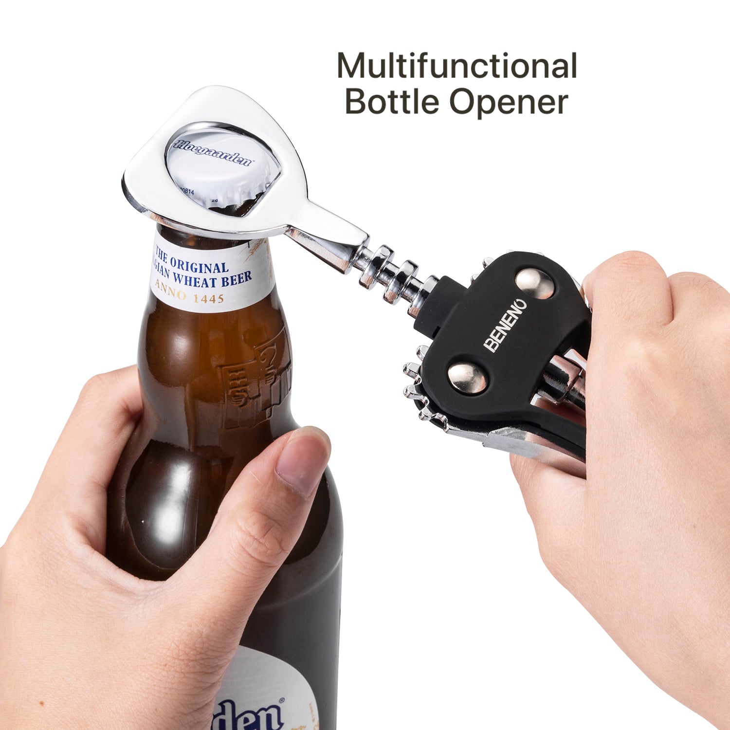Beneno Wine Opener with Stainless Steel Wine Foil Cutter/Leak Proof Wine Vacuum Stopper