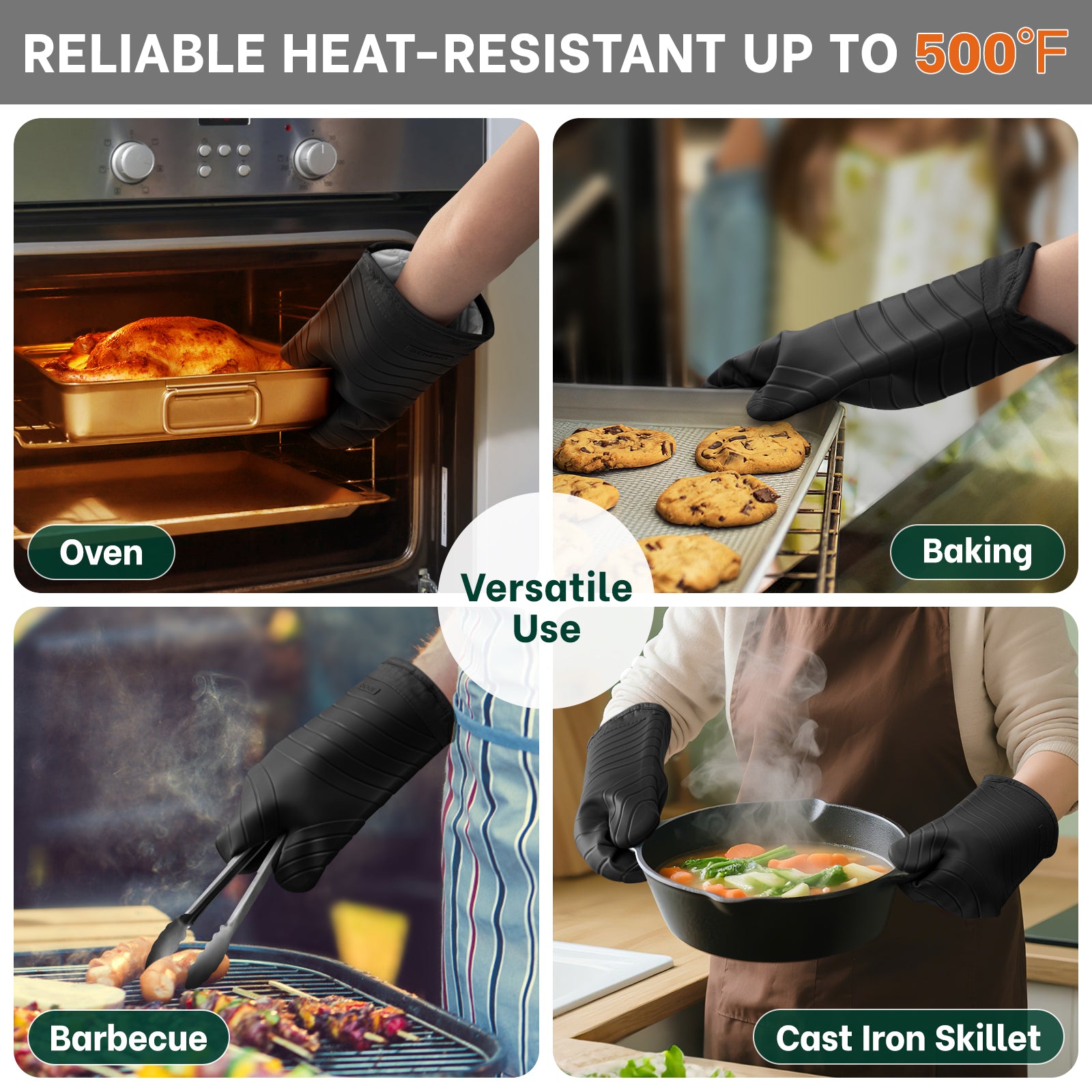 Beneno All-Silicone Arc-Shaped Oven Mitts – 2pcs