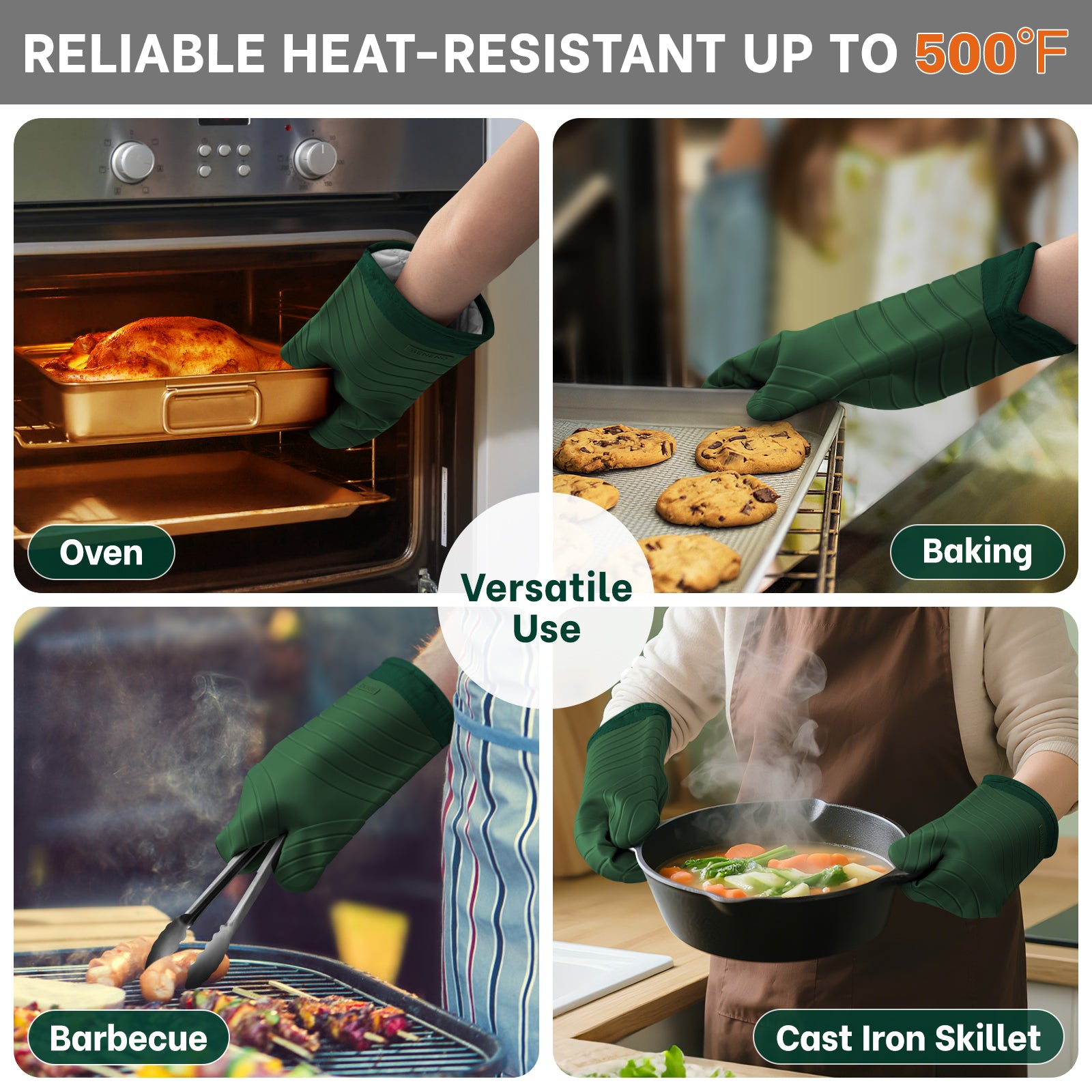 Beneno All-Silicone Arc-Shaped Oven Mitts – 2pcs