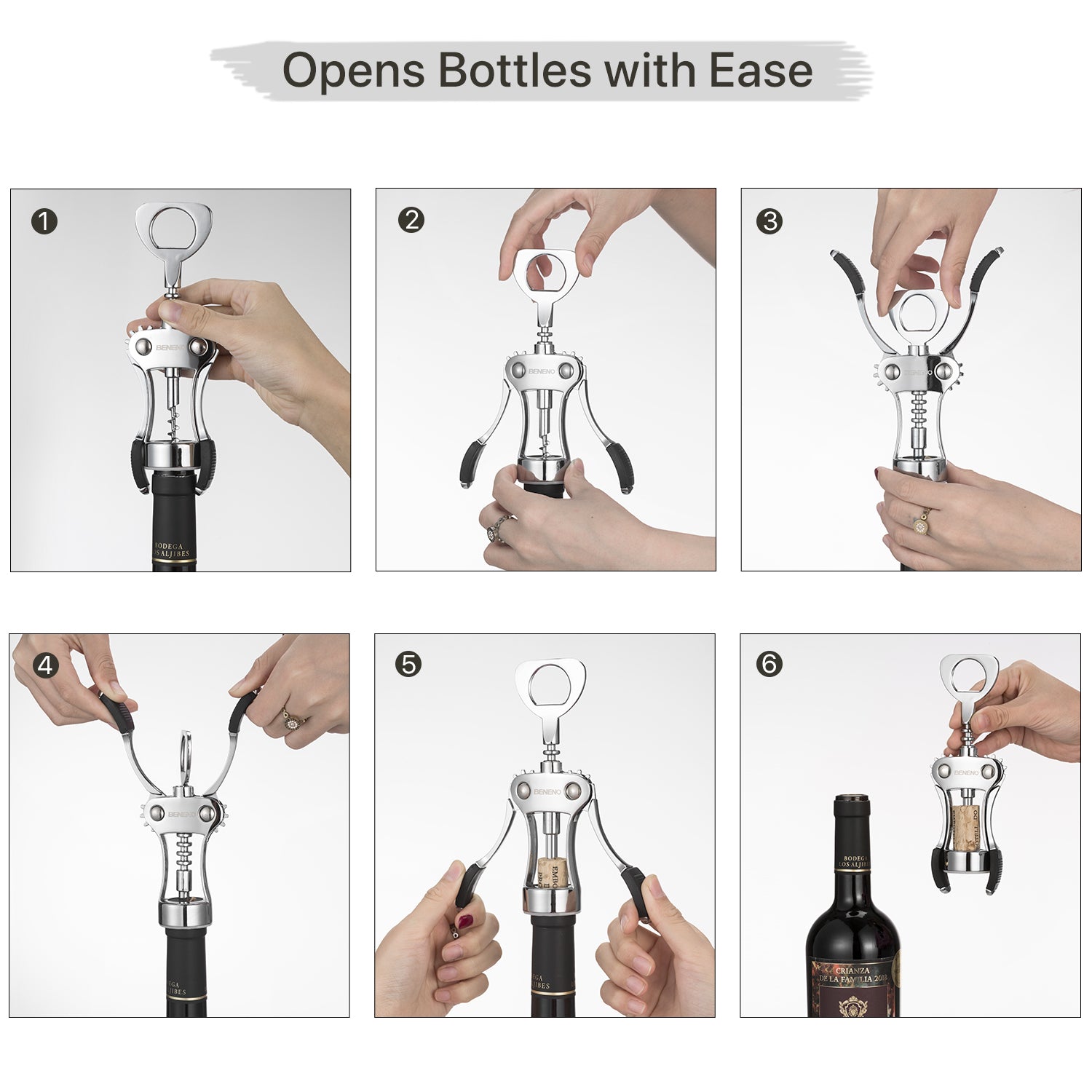 Beneno Premium Quality Wine Opener Silver