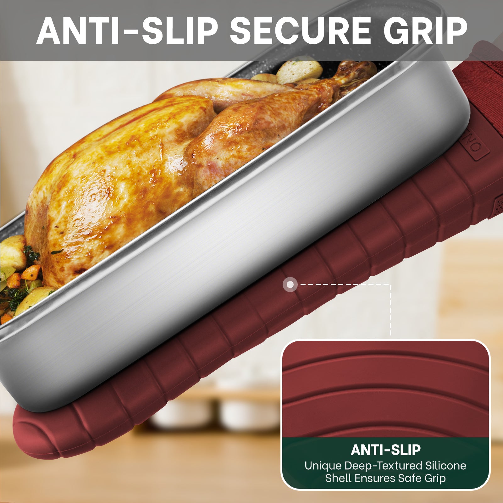 Beneno All-Silicone Arc-Shaped Oven Mitts – 2pcs