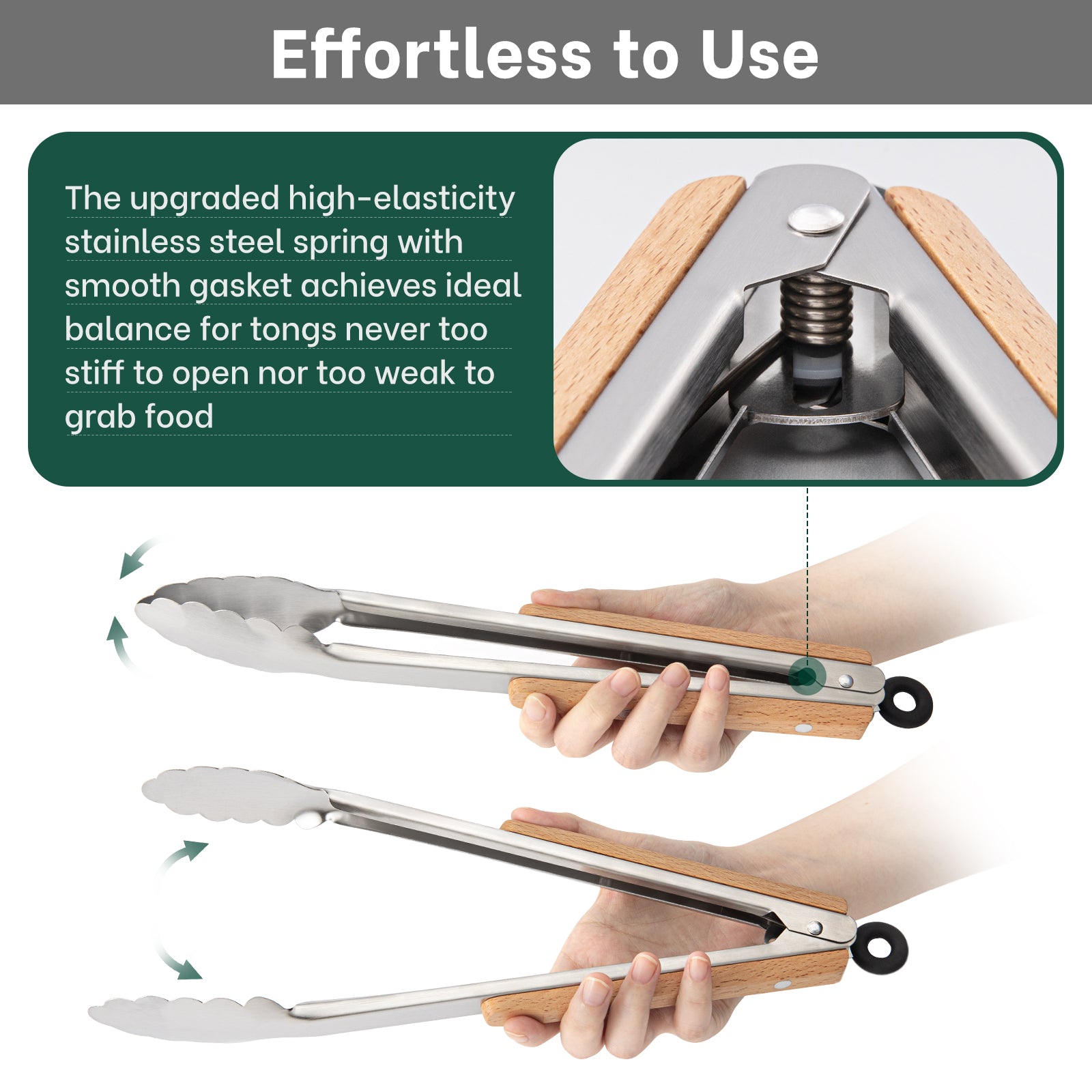 Beneno Heat Resistant Food-Grade Stainless Steel Kitchen Tongs