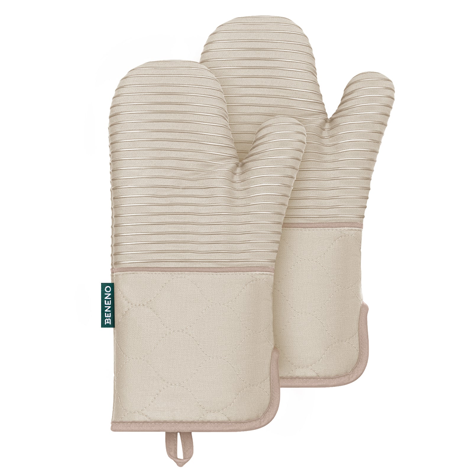 Beneno Cotton Oven Mitts with Silicone Grip – 2pcs