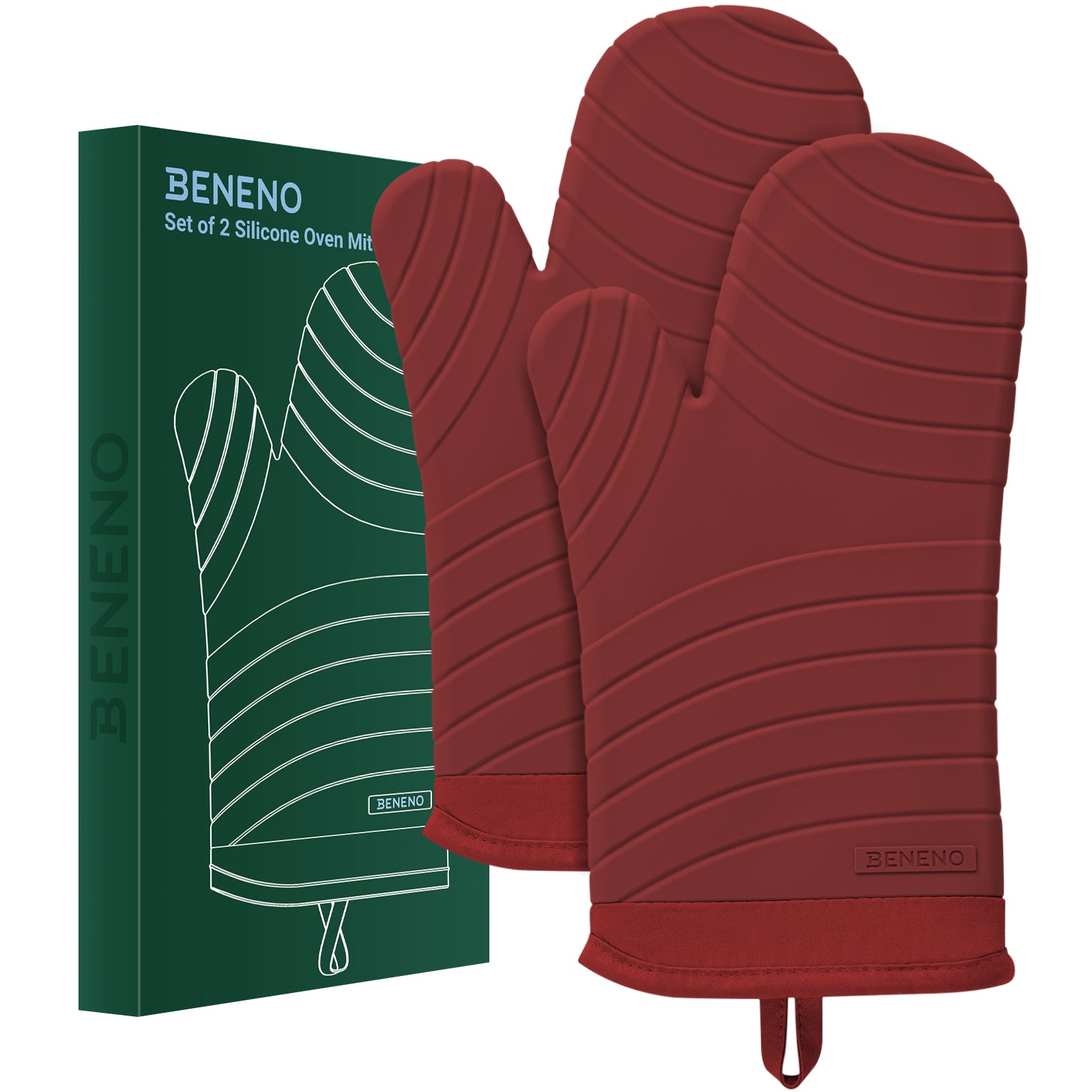 Beneno All-Silicone Arc-Shaped Oven Mitts – 2pcs