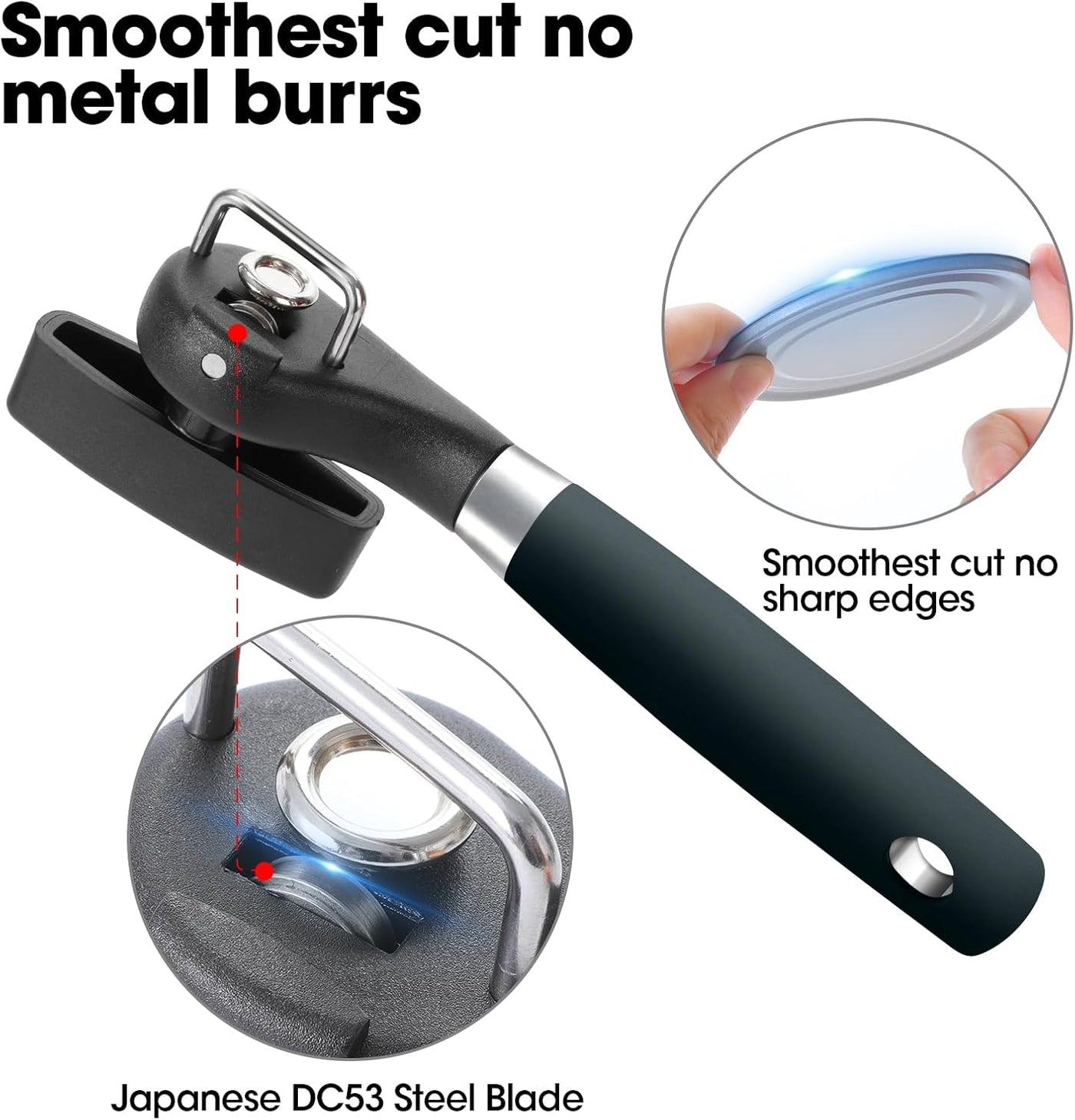 YSYPET Side Cut Can Opener Safe Flessenopener Multi Functie RVS Handmatige Potten Tin Opener Keuken Gadgets Zwart